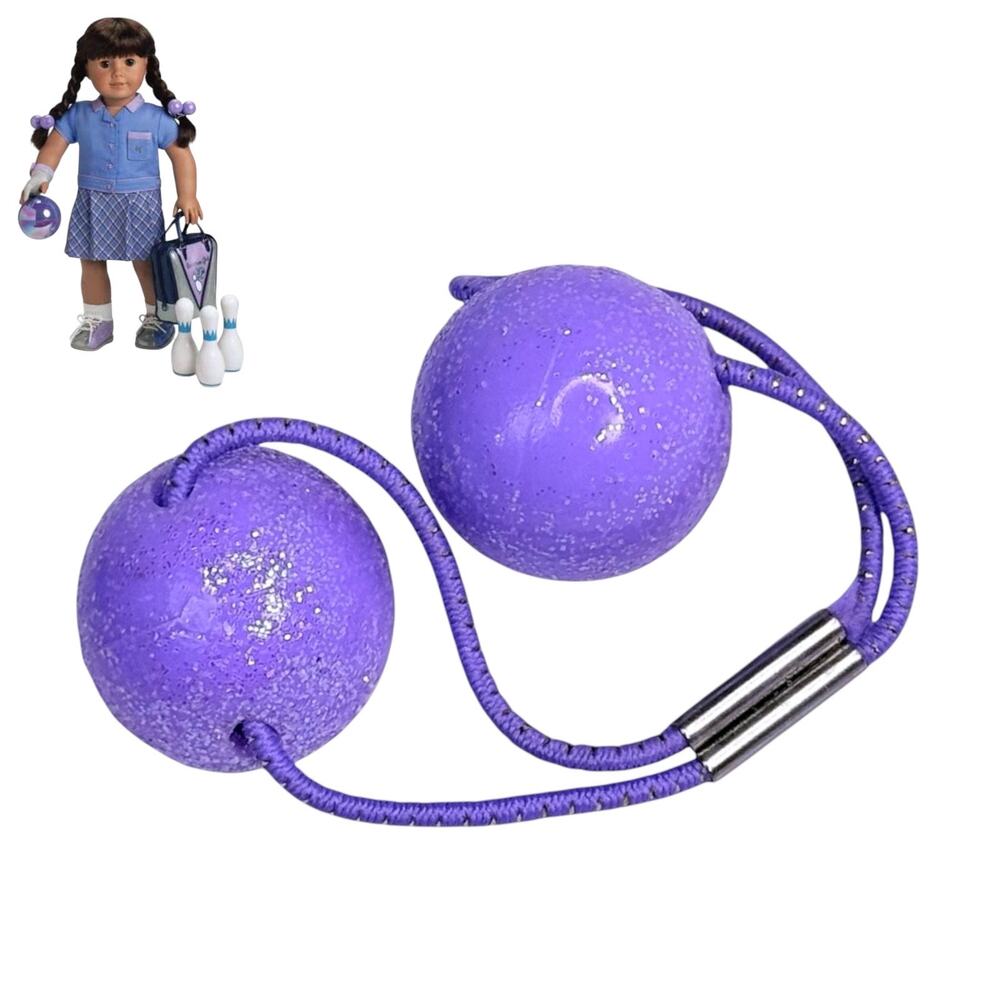 American Girl Hair Tie Bowling Alley Party Outfit Accessory Purple Glitter Beads